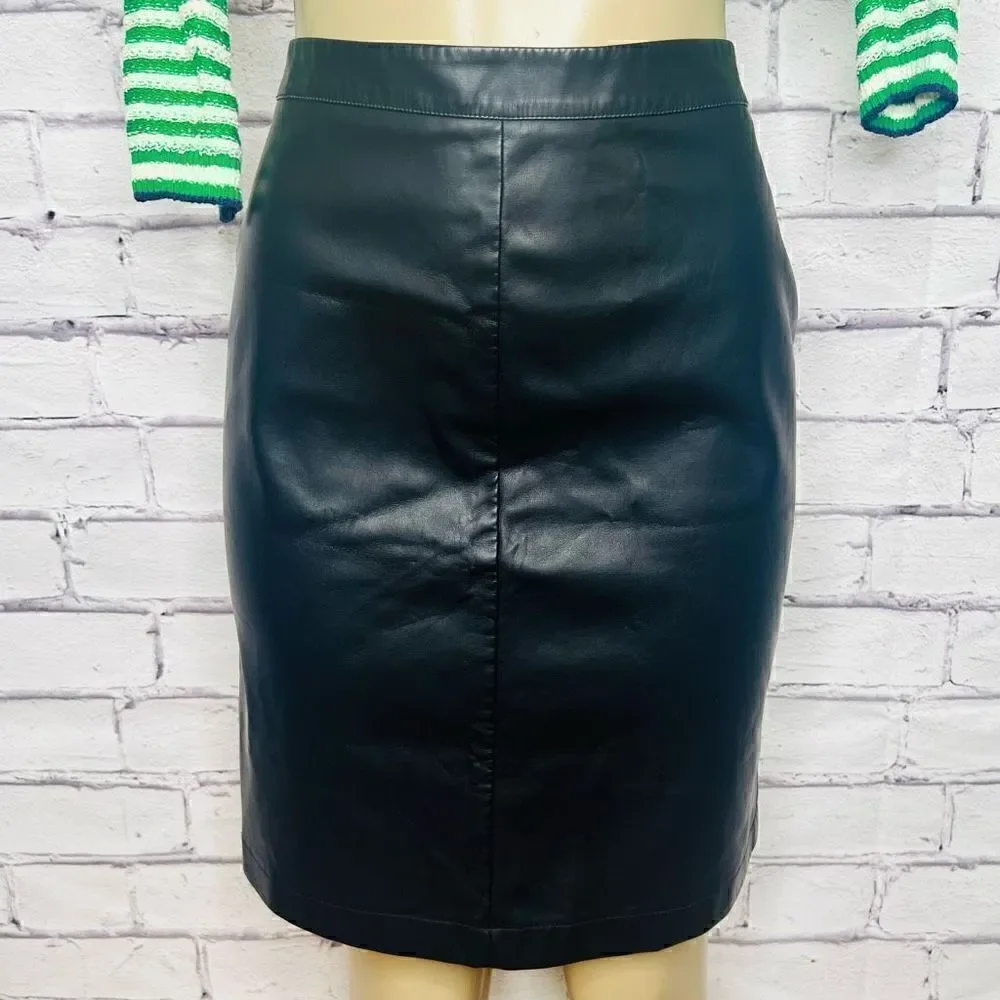 Cupcakes And Cashmere Womens Black Zip Faux Leather Pencil Skirt Size 10 New